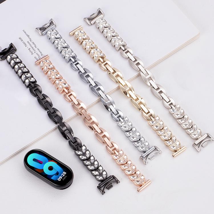For Xiaomi Smart Band 9 / 8 Wheat Ear Diamond Bracelet Metal Watch Band(Silver) by bashfashion