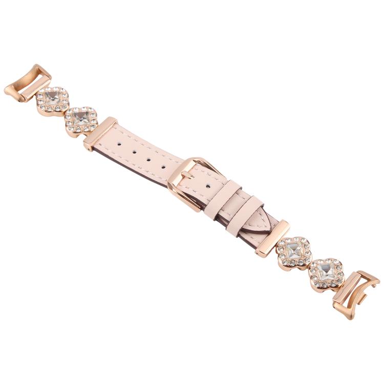 For Xiaomi Smart Band 9 / 8 Metal Diamond Leather Bracelet Watch Band(Rose Gold Pink) by bashfashion