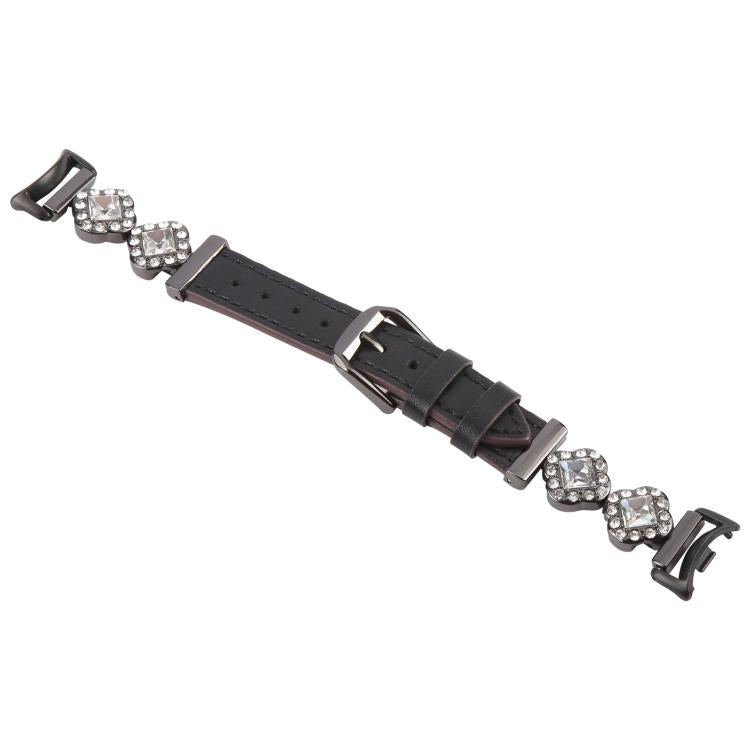 For Xiaomi Smart Band 9 / 8 Metal Diamond Leather Bracelet Watch Band(Black) by bashfashion
