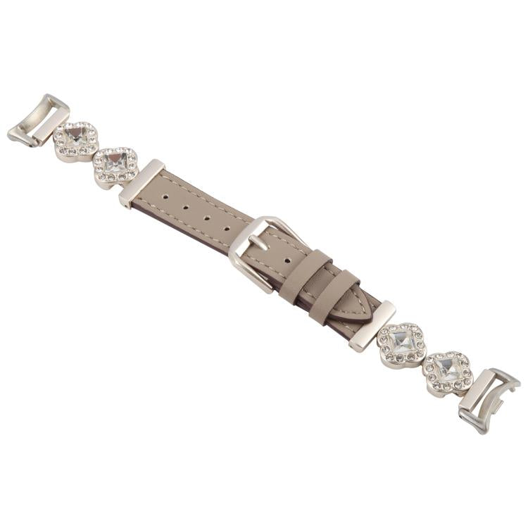 For Xiaomi Smart Band 9 / 8 Metal Diamond Leather Bracelet Watch Band(Starlight Grey) by bashfashion