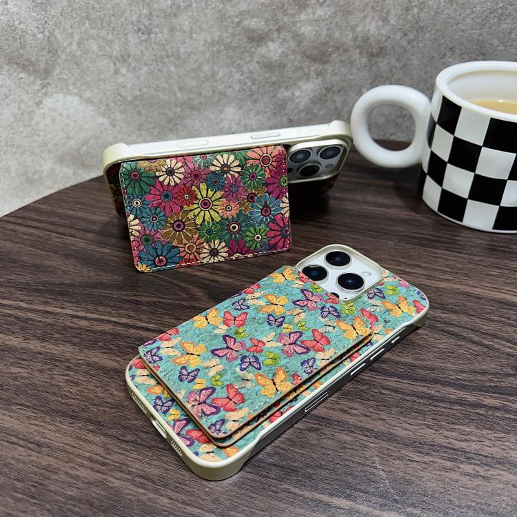 For iPhone 16 Pro Max Denior D24 Paint MagSafe Card Slot Phone Case(Green Sunflower) by Denior