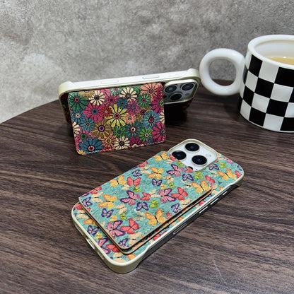 For iPhone 15 Pro Denior D24 Paint MagSafe Card Slot Phone Case(Blue Butterflies) by Denior