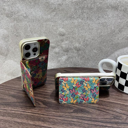 For iPhone 16 Plus Denior D24 Paint MagSafe Card Slot Phone Case(Blue Butterflies) by Denior