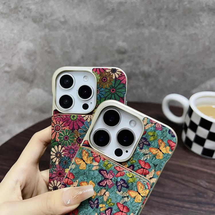 For iPhone 15 Pro Denior D24 Paint MagSafe Card Slot Phone Case(Blue Butterflies) by Denior