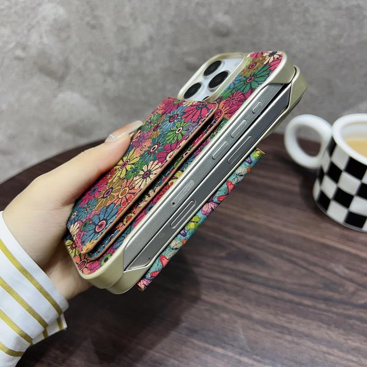 For iPhone 16 Denior D24 Paint MagSafe Card Slot Phone Case(Blue Butterflies) by Denior