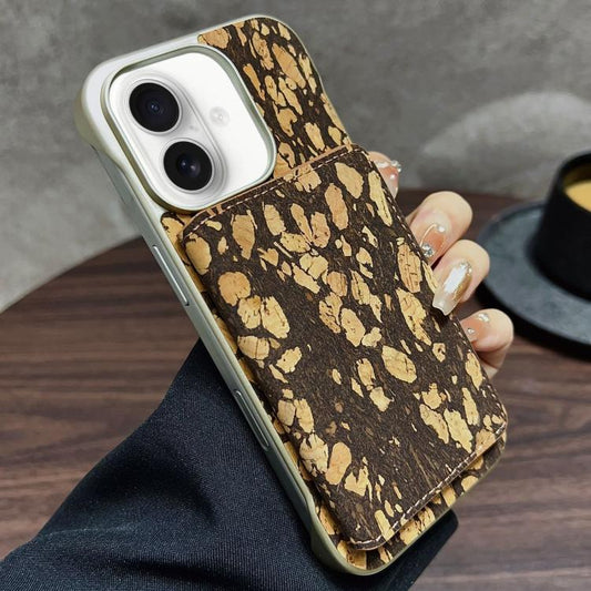 For iPhone 16 Plus Denior D24 Paint MagSafe Card Slot Phone Case(Black Grain) by Denior