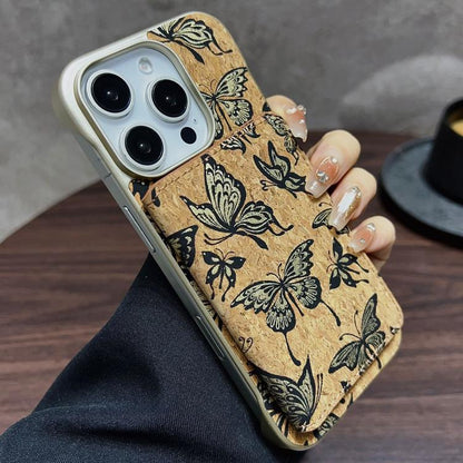 For iPhone 16 Pro Max Denior D24 Paint MagSafe Card Slot Phone Case(Gold Butterflies) by Denior