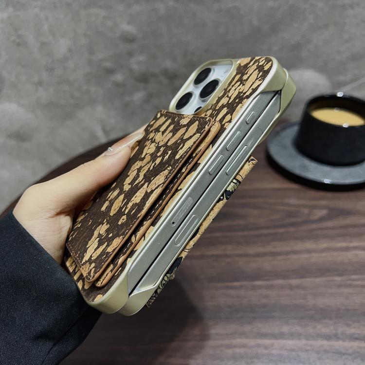 For iPhone 15 Plus / 14 Plus Denior D24 Paint MagSafe Card Slot Phone Case(Yellow Wood Grain) by Denior