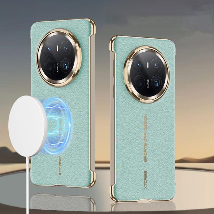 For Huawei Mate 70 GKK Borderless Electroplated Leather Magsafe Phone Case(Spruce Green) by GKK