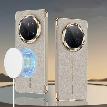 For Huawei Mate 70 GKK Borderless Electroplated Leather Magsafe Phone Case(Snow White) by GKK