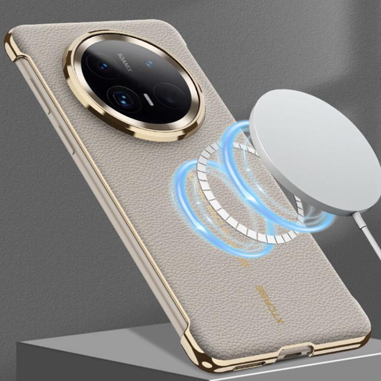 For Huawei Mate 70 GKK Borderless Electroplated Leather Magsafe Phone Case(Snow White) by GKK