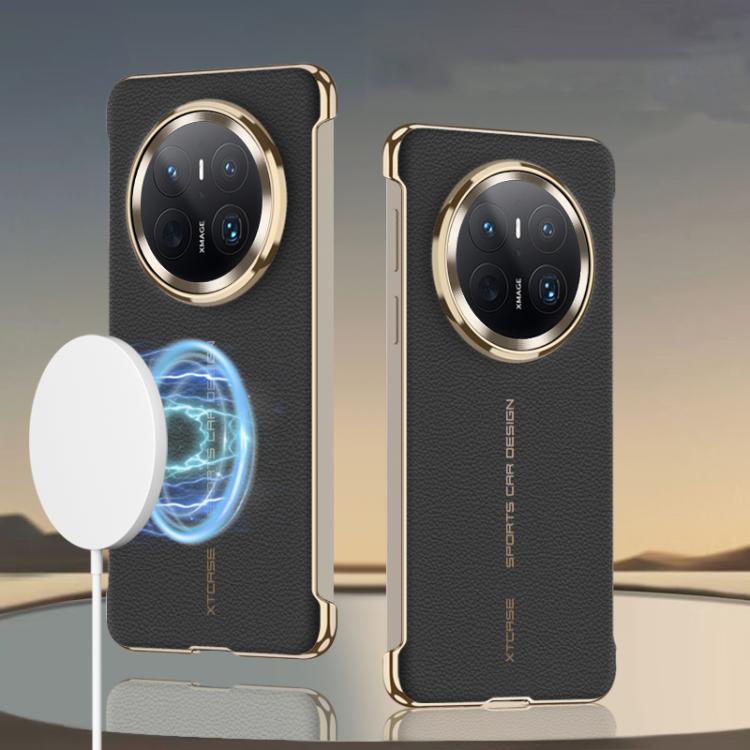 For Huawei Mate 70 GKK Borderless Electroplated Leather Magsafe Phone Case(Obsidian Black) by GKK