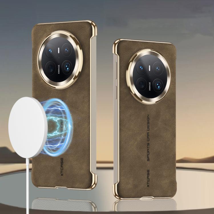 For Huawei Mate 70 GKK Borderless Electroplated Leather Magsafe Phone Case(Matte Brown) by GKK