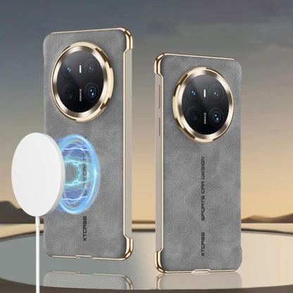 For Huawei Mate 70 GKK Borderless Electroplated Leather Magsafe Phone Case(Matte Grey) by GKK