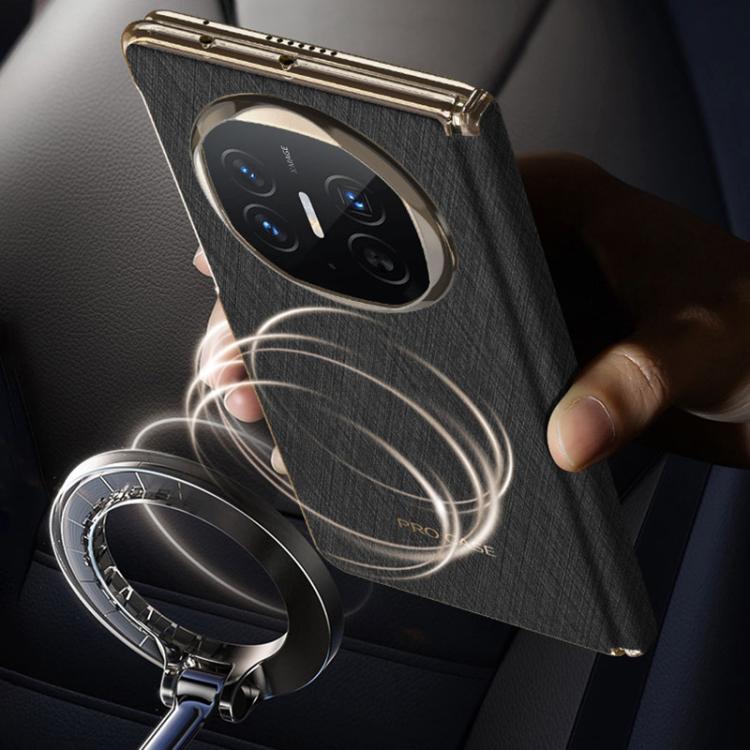 For Huawei Mate X6 GKK Ultrathin Hinge Leather Magsafe Phone Case(Silver Brocade Black) by GKK