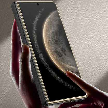 For Huawei Mate X6 GKK Ultrathin Hinge Leather Magsafe Phone Case(Silver Brocade Black) by GKK