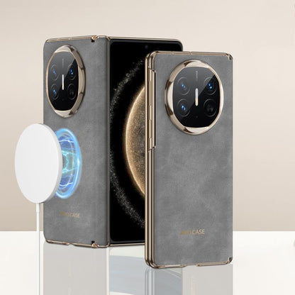 For Huawei Mate X6 GKK Ultrathin Hinge Leather Magsafe Phone Case(Matte Grey) by GKK