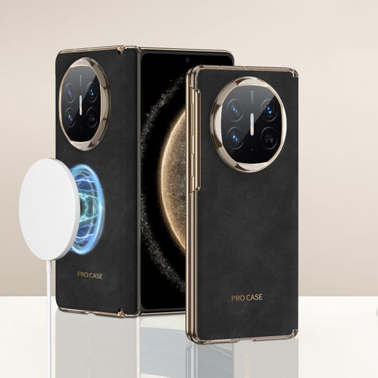 For Huawei Mate X6 GKK Ultrathin Hinge Leather Magsafe Phone Case(Matte Black) by GKK