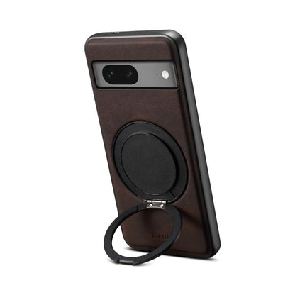 For Google Pixel 7 Denior A14 Skin Feel Rotating Holder MagSafe Phone Case(Brown) by Denior