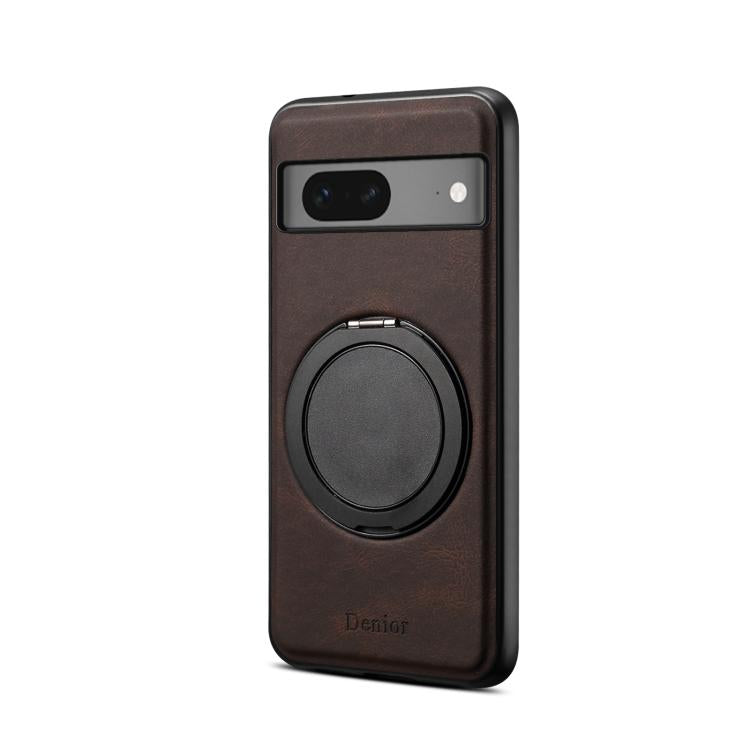 For Google Pixel 7 Denior A14 Skin Feel Rotating Holder MagSafe Phone Case(Brown) by Denior
