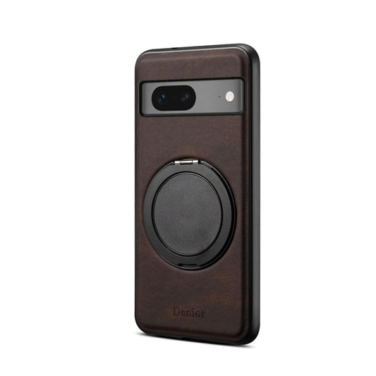 For Google Pixel 7 Denior A14 Skin Feel Rotating Holder MagSafe Phone Case(Brown) by Denior