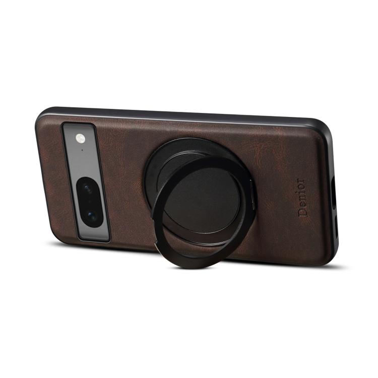 For Google Pixel 7 Denior A14 Skin Feel Rotating Holder MagSafe Phone Case(Brown) by Denior
