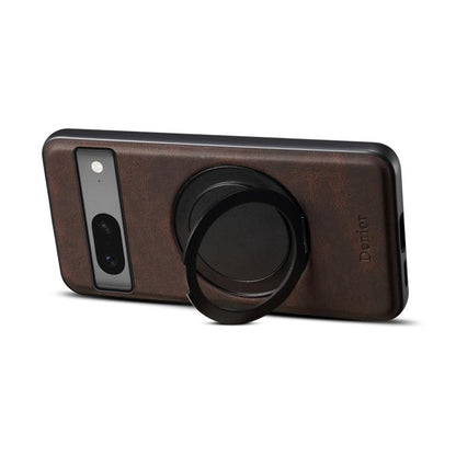 For Google Pixel 7 Denior A14 Skin Feel Rotating Holder MagSafe Phone Case(Brown) by Denior