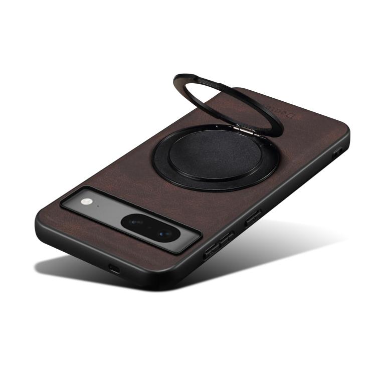 For Google Pixel 7 Denior A14 Skin Feel Rotating Holder MagSafe Phone Case(Brown) by Denior