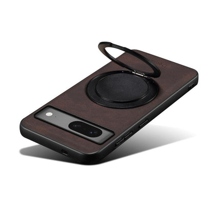 For Google Pixel 7 Denior A14 Skin Feel Rotating Holder MagSafe Phone Case(Brown) by Denior