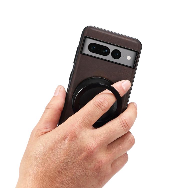 For Google Pixel 7 Pro Denior A14 Skin Feel Rotating Holder MagSafe Phone Case(Brown) by Denior