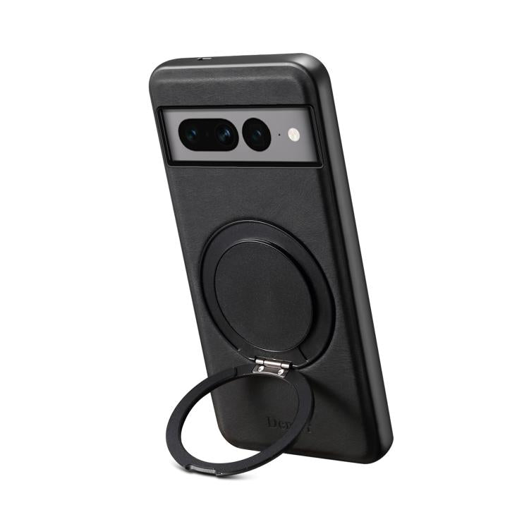 For Google Pixel 7 Pro Denior A14 Skin Feel Rotating Holder MagSafe Phone Case(Black) by Denior