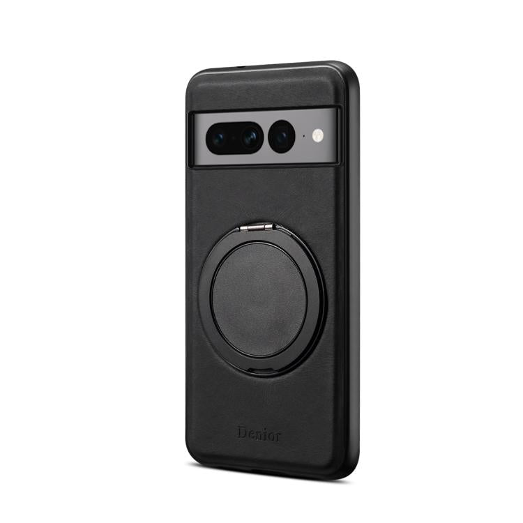For Google Pixel 7 Pro Denior A14 Skin Feel Rotating Holder MagSafe Phone Case(Black) by Denior