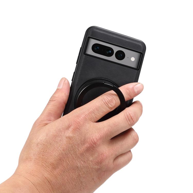 For Google Pixel 7 Pro Denior A14 Skin Feel Rotating Holder MagSafe Phone Case(Black) by Denior