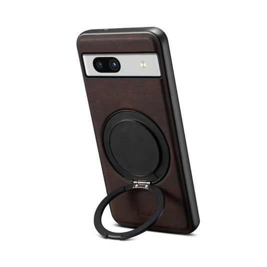 For Google Pixel 7a Denior A14 Skin Feel Rotating Holder MagSafe Phone Case(Brown) by Denior