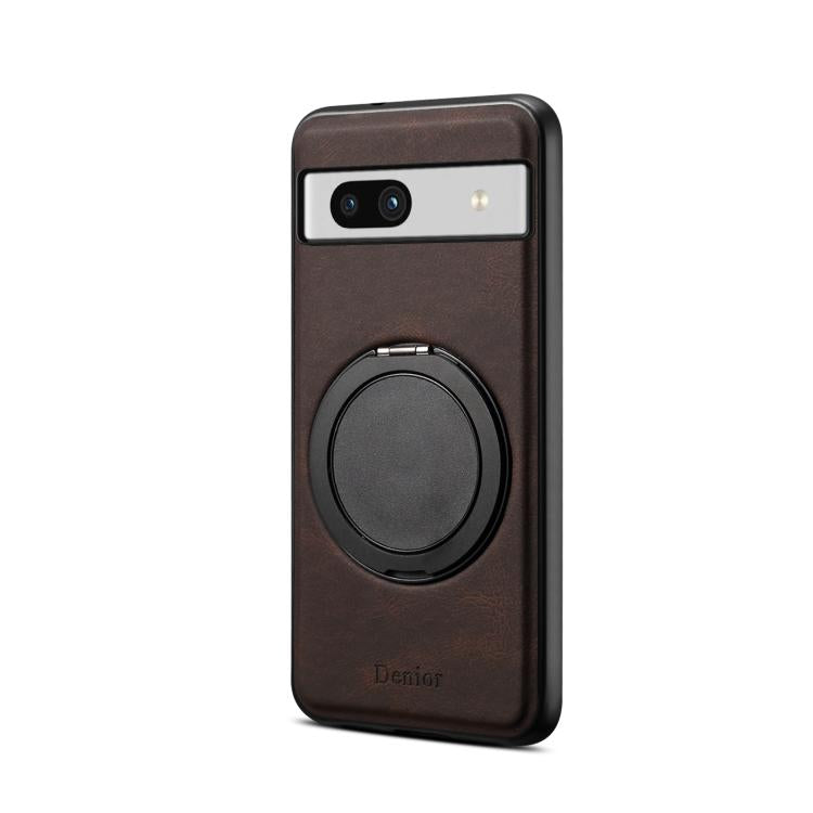 For Google Pixel 7a Denior A14 Skin Feel Rotating Holder MagSafe Phone Case(Brown) by Denior