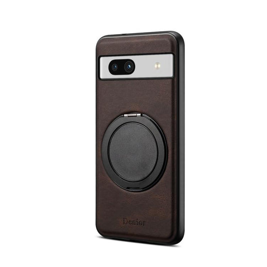 For Google Pixel 7a Denior A14 Skin Feel Rotating Holder MagSafe Phone Case(Brown) by Denior