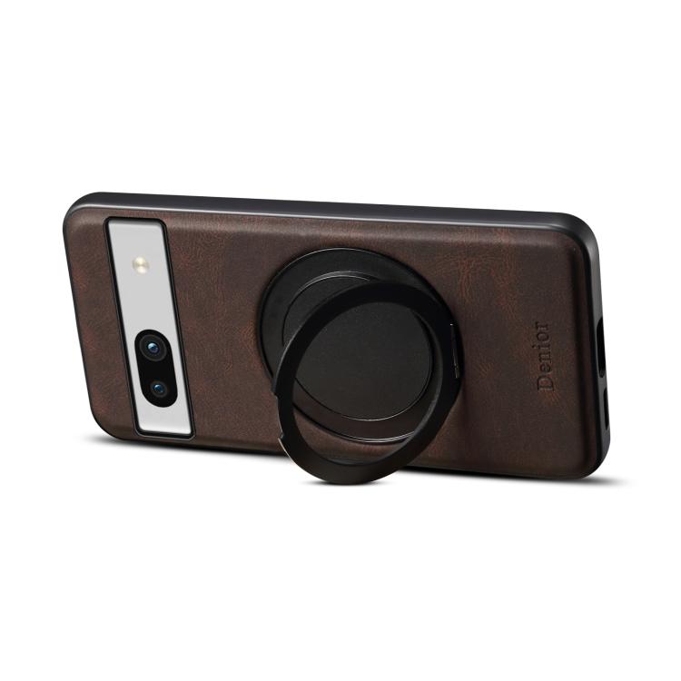 For Google Pixel 7a Denior A14 Skin Feel Rotating Holder MagSafe Phone Case(Brown) by Denior