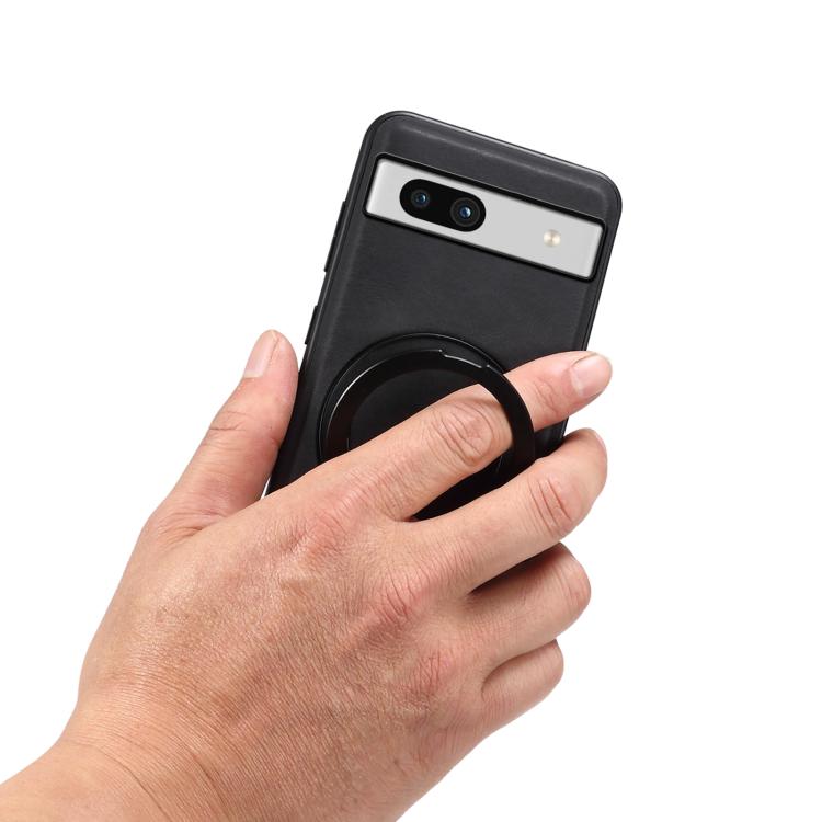 For Google Pixel 7a Denior A14 Skin Feel Rotating Holder MagSafe Phone Case(Black) by Denior