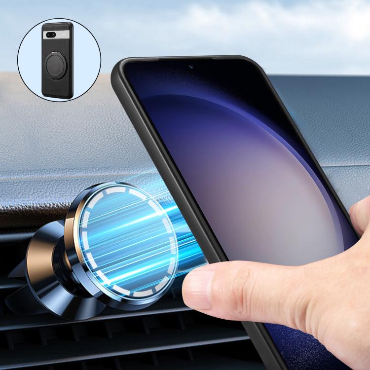 For Google Pixel 7a Denior A14 Skin Feel Rotating Holder MagSafe Phone Case(Black) by Denior