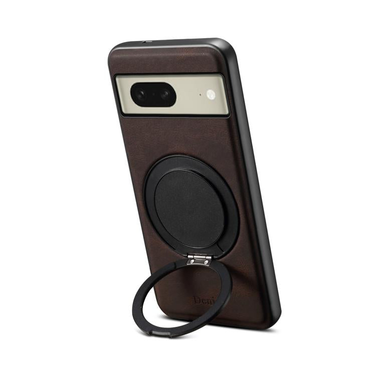 For Google Pixel 8 Denior A14 Skin Feel Rotating Holder MagSafe Phone Case(Brown) by Denior