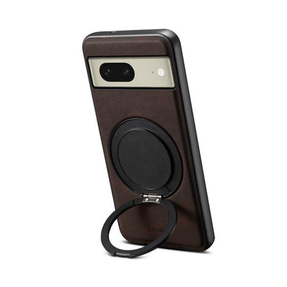 For Google Pixel 8 Denior A14 Skin Feel Rotating Holder MagSafe Phone Case(Brown) by Denior