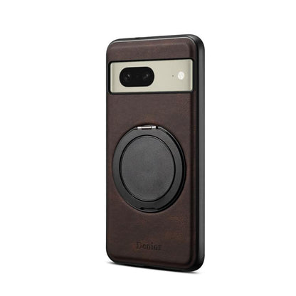 For Google Pixel 8 Denior A14 Skin Feel Rotating Holder MagSafe Phone Case(Brown) by Denior