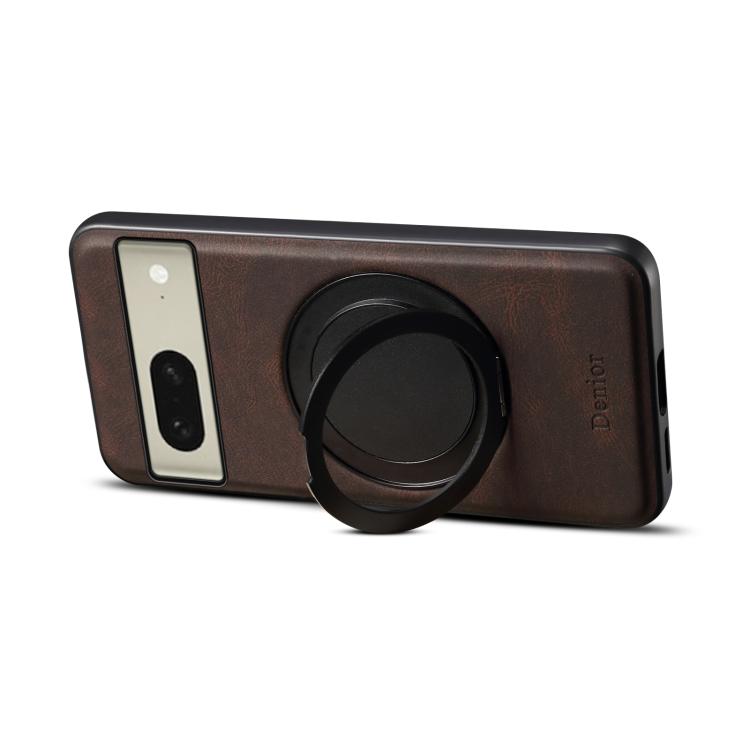 For Google Pixel 8 Denior A14 Skin Feel Rotating Holder MagSafe Phone Case(Brown) by Denior