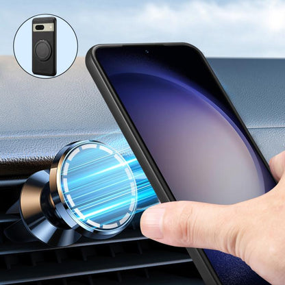 For Google Pixel 8 Denior A14 Skin Feel Rotating Holder MagSafe Phone Case(Black) by Denior