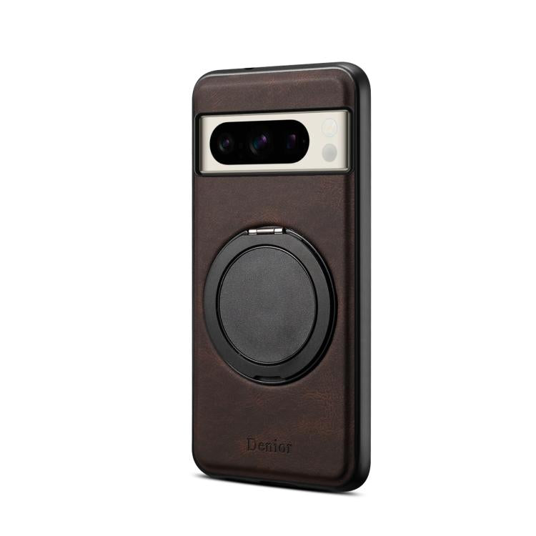 For Google Pixel 8 Pro Denior A14 Skin Feel Rotating Holder MagSafe Phone Case(Brown) by Denior
