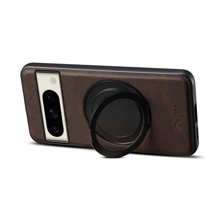 For Google Pixel 8 Pro Denior A14 Skin Feel Rotating Holder MagSafe Phone Case(Brown) by Denior