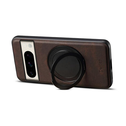 For Google Pixel 8 Pro Denior A14 Skin Feel Rotating Holder MagSafe Phone Case(Brown) by Denior