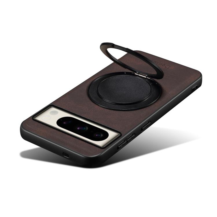 For Google Pixel 8 Pro Denior A14 Skin Feel Rotating Holder MagSafe Phone Case(Brown) by Denior