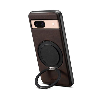 For Google Pixel 8a Denior A14 Skin Feel Rotating Holder MagSafe Phone Case(Brown) by Denior