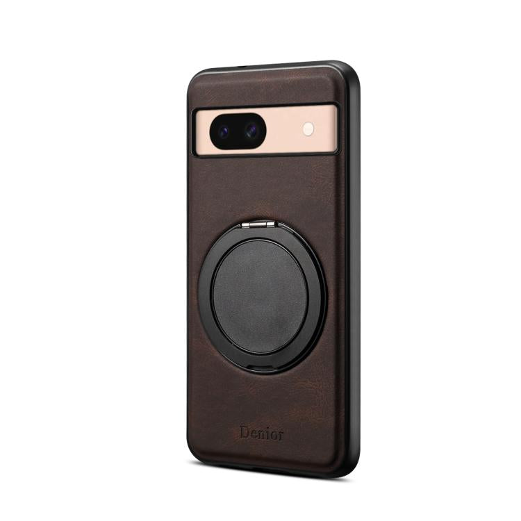 For Google Pixel 8a Denior A14 Skin Feel Rotating Holder MagSafe Phone Case(Brown) by Denior